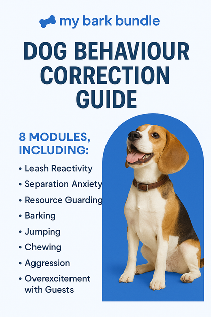 Full Dog  Behaviour Correction Guide, 8 Modules, Correct Bad Behaviour in Days, 23 Page Guide