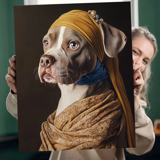 Custom Pet Portrait Painting Canvas, Gril With The Pearl Earring Painting Digital Art, Portrait Art Design