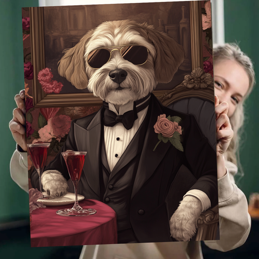Custom Pet Portrait Painting Canvas, Royal Family Pet Portrait Painting Digital Art, Portrait Art Design