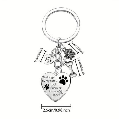 Dog Memorial Keychain - No Longer by My Side But Forever in My Heart