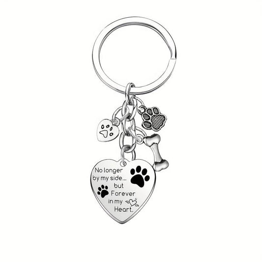 Dog Memorial Keychain - No Longer by My Side But Forever in My Heart