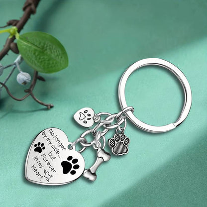 Dog Memorial Keychain - No Longer by My Side But Forever in My Heart